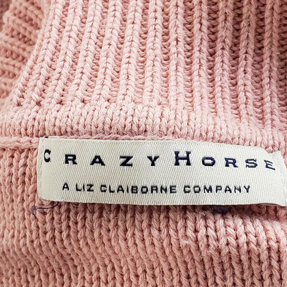 Liz Claiborne Crazy Horse Pink Turtleneck Pullover Cable Knit Sweater L Cotton 1 - Picture 3 of 11